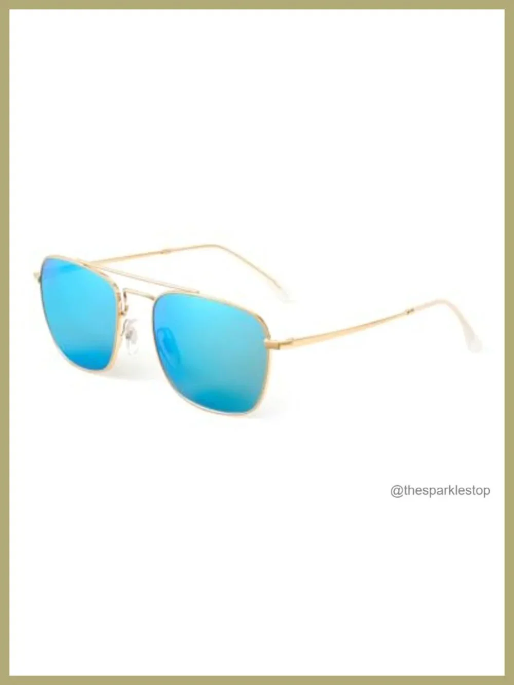 Retro Square Aviator Sunglasses Metal Frame Glass Lens UV400 Protection Driving
